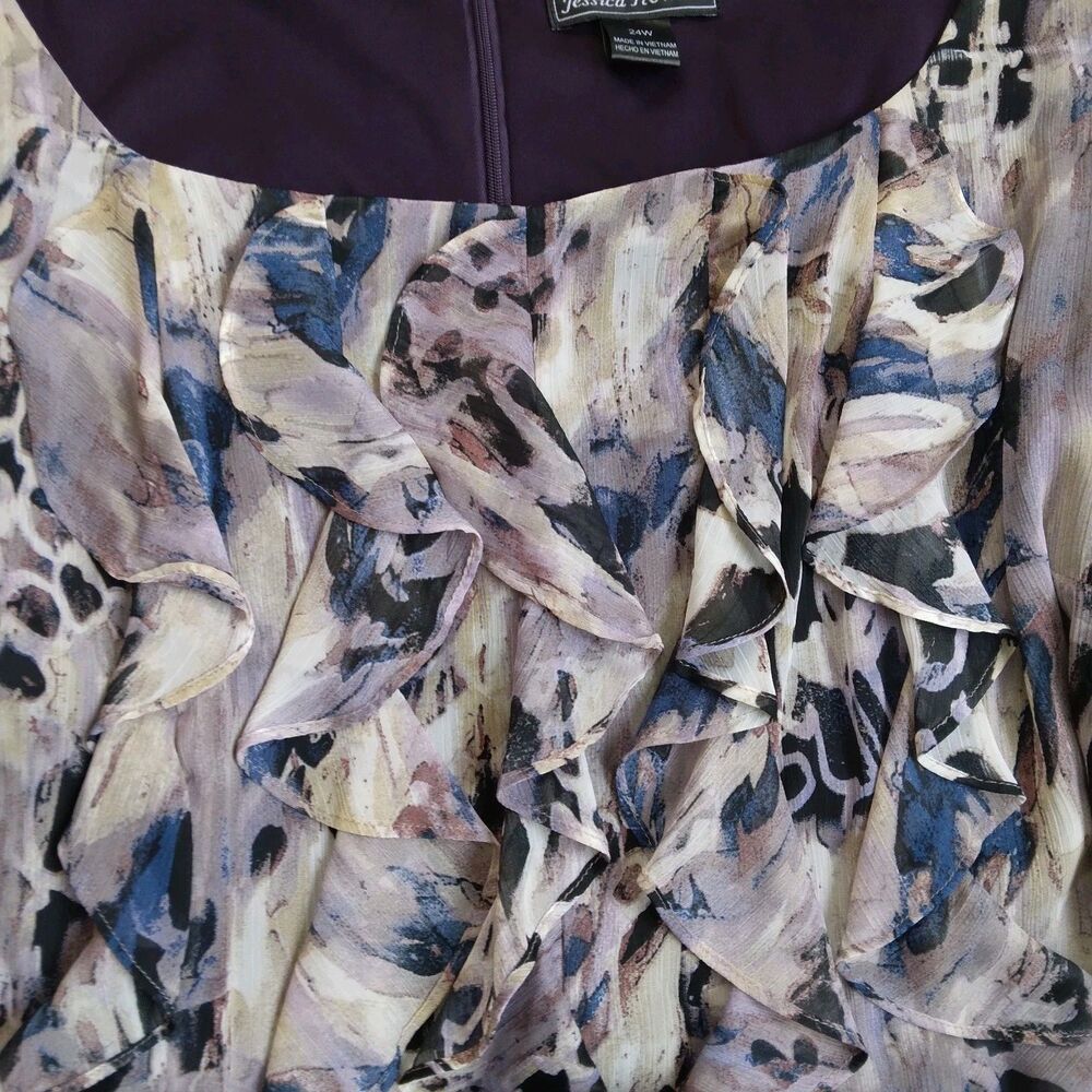 NWT Jessica Howard Purple Blue Ruffled Midi Dress Sleeveless Women's 24W - Picture 6 of 10